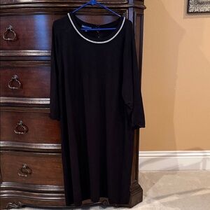 Elegant Black Sweater Dress with Embellished Neckline